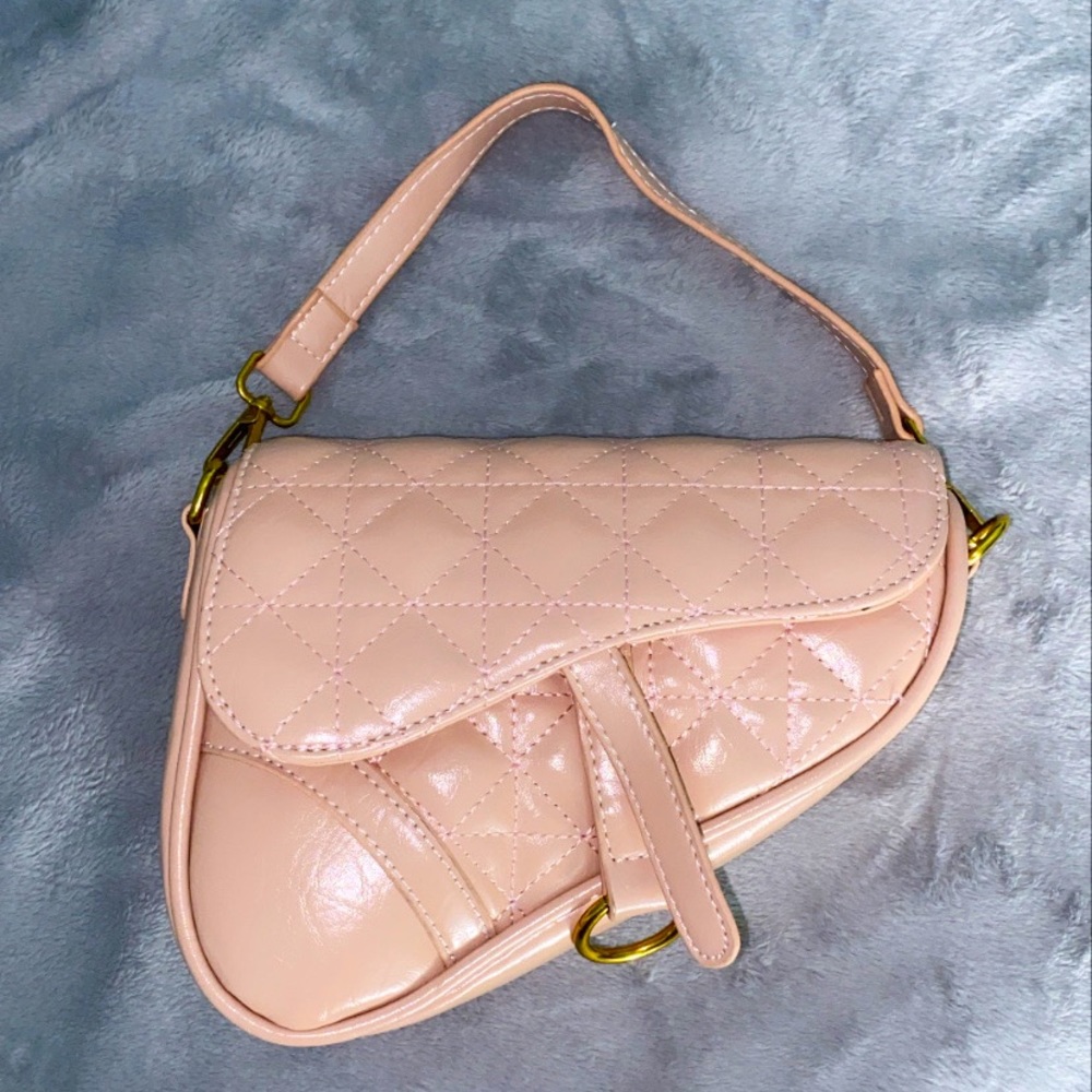 Pink Quilted Saddle Bag